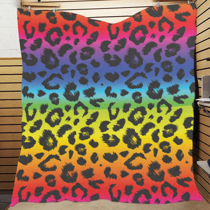 Rainbow Leopard Pattern Print Design A01 Premium Quilt