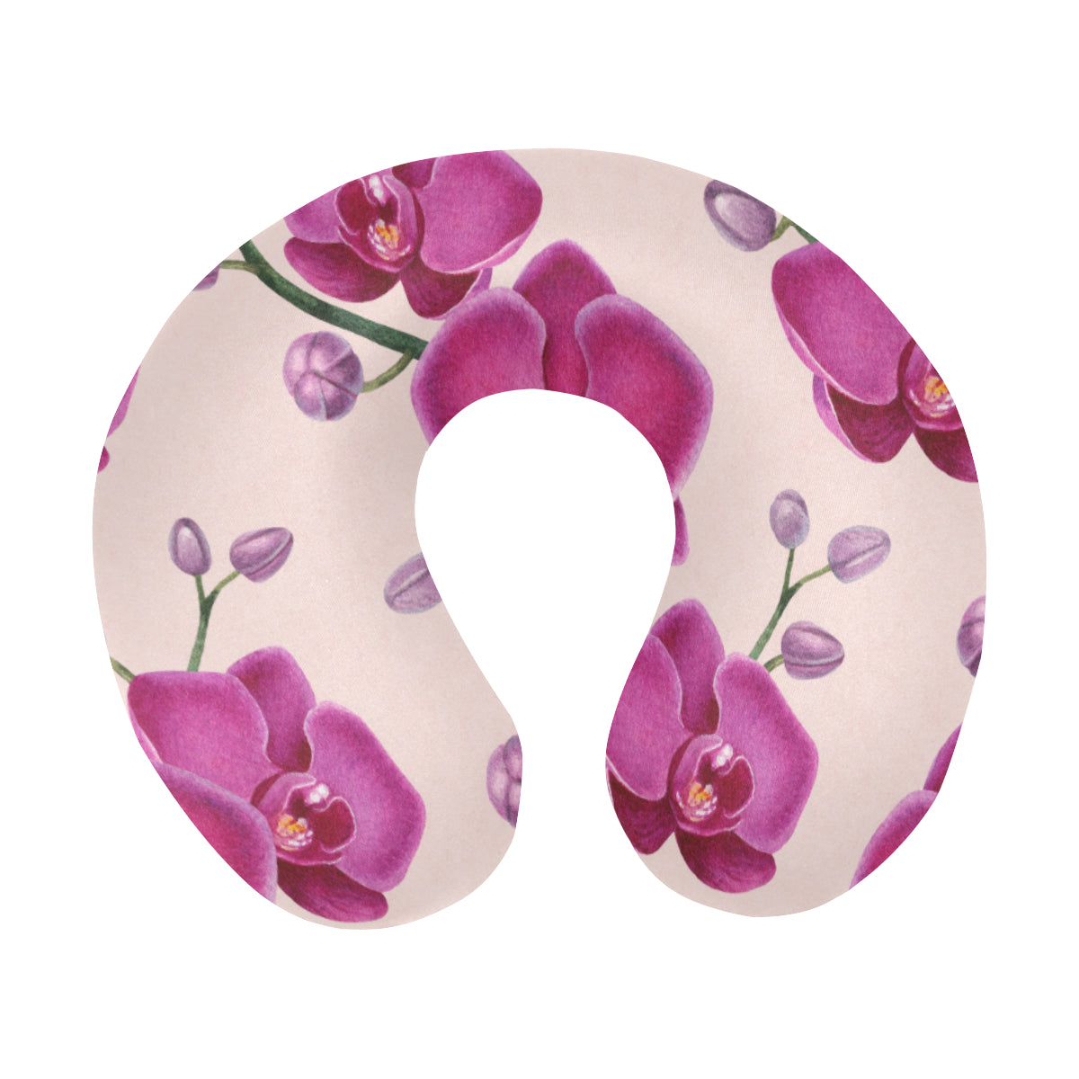 Orchid Pattern Print Design A02 U-Shaped Travel Neck Pillow