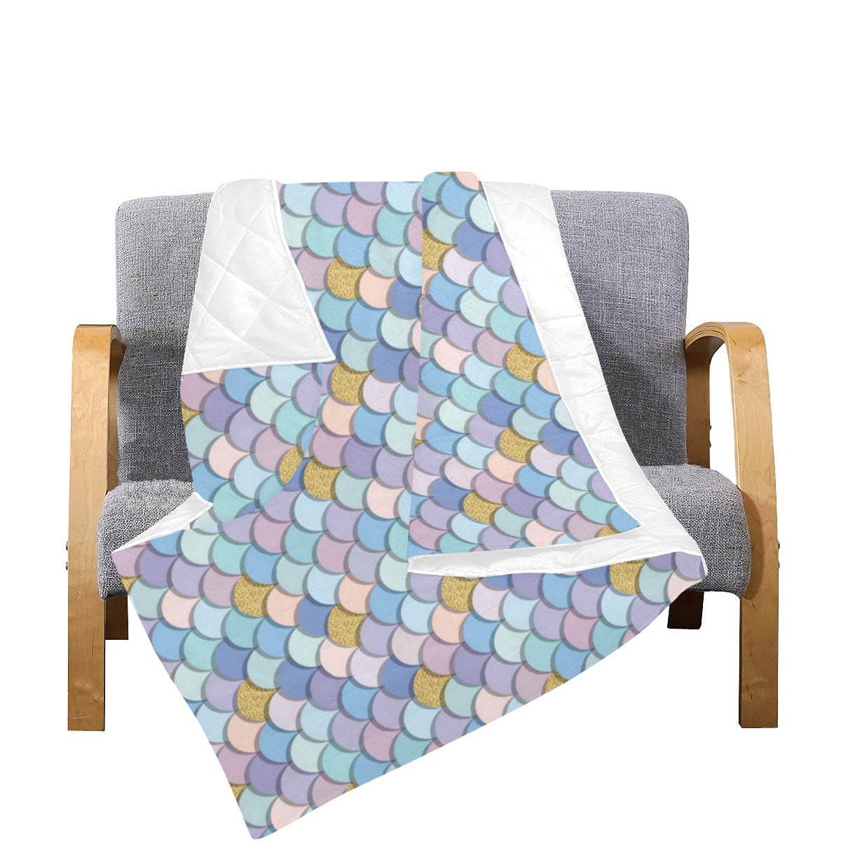 Mermaid Scales Pattern Print Design 05 Premium Quilt