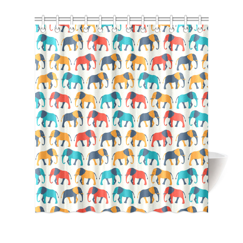 Elephant Colorful Print Pattern Shower Curtain