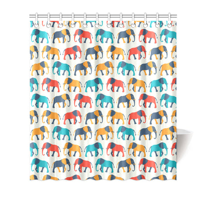 Elephant Colorful Print Pattern Shower Curtain