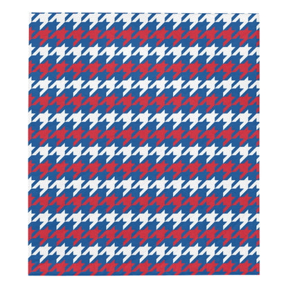 Patriotic Houndstooth Pattern Print Design A02 Premium Quilt