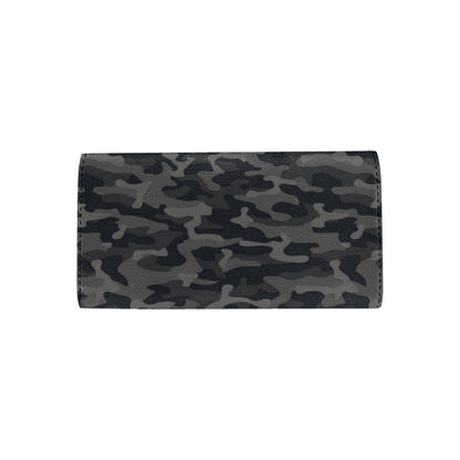 Camo Black Pattern Print Design 02 Women's Trifold Wallet