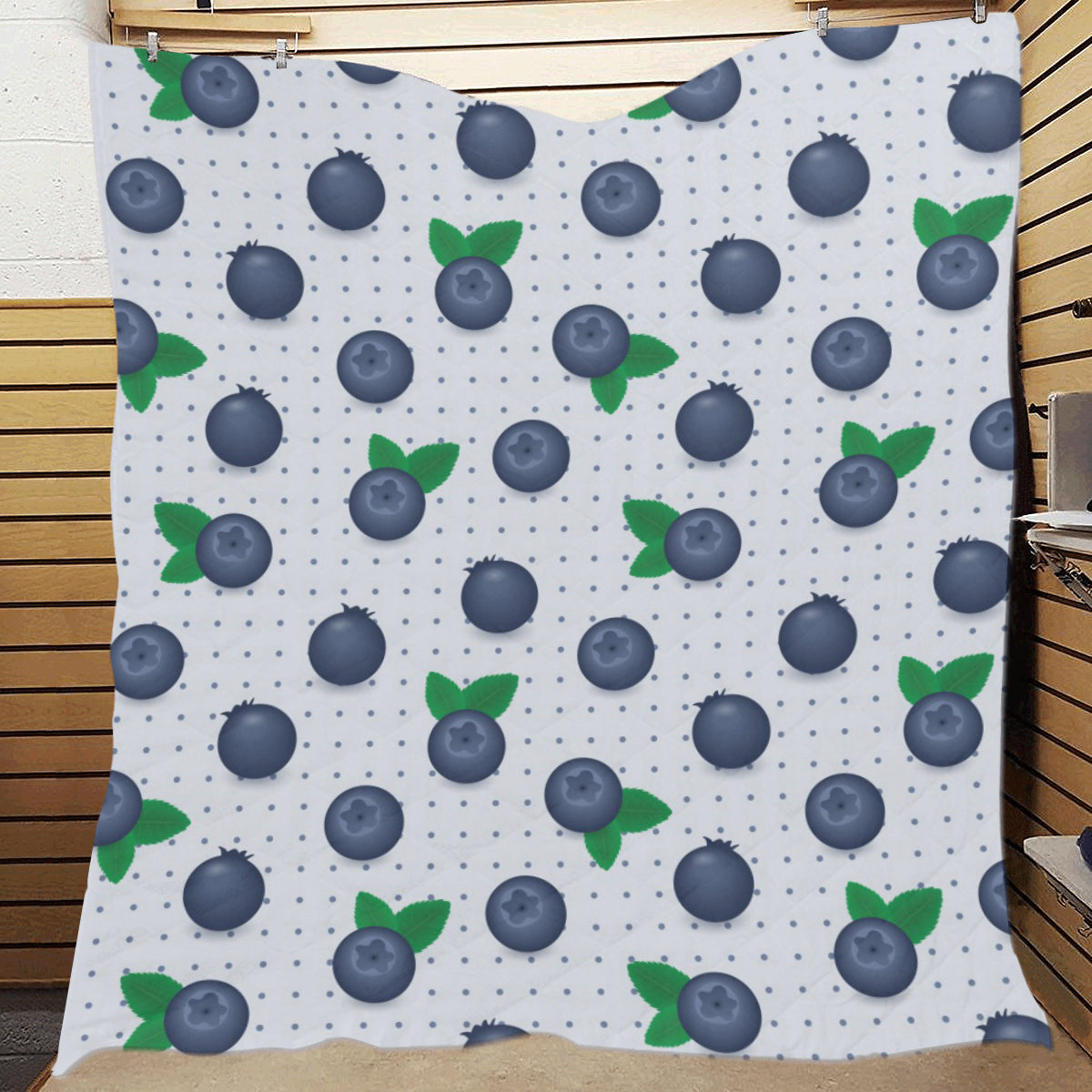 Blueberry Pattern Print Design BB02 Premium Quilt