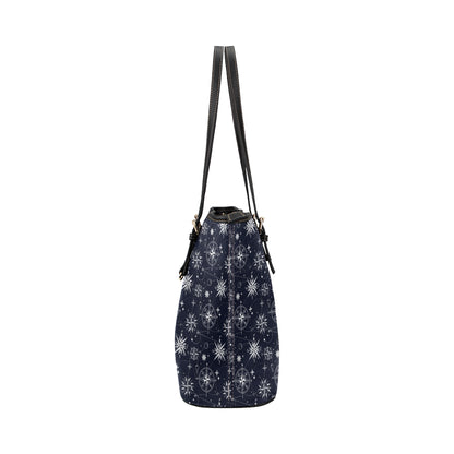 Nautical Sky Design Themed Print Leather Tote Bag