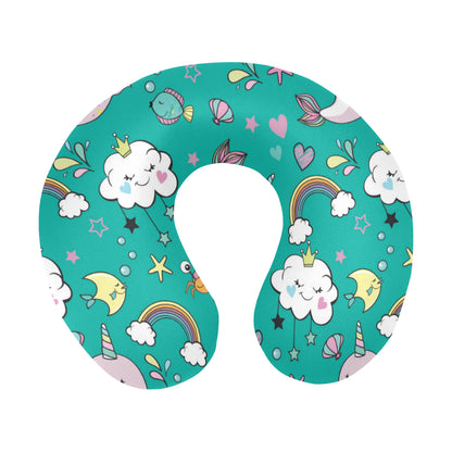 Narwhal Pattern Print Design 04 U-Shaped Travel Neck Pillow