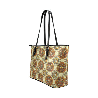 Calendar Aztec Themed Print Pattern Leather Tote Bag