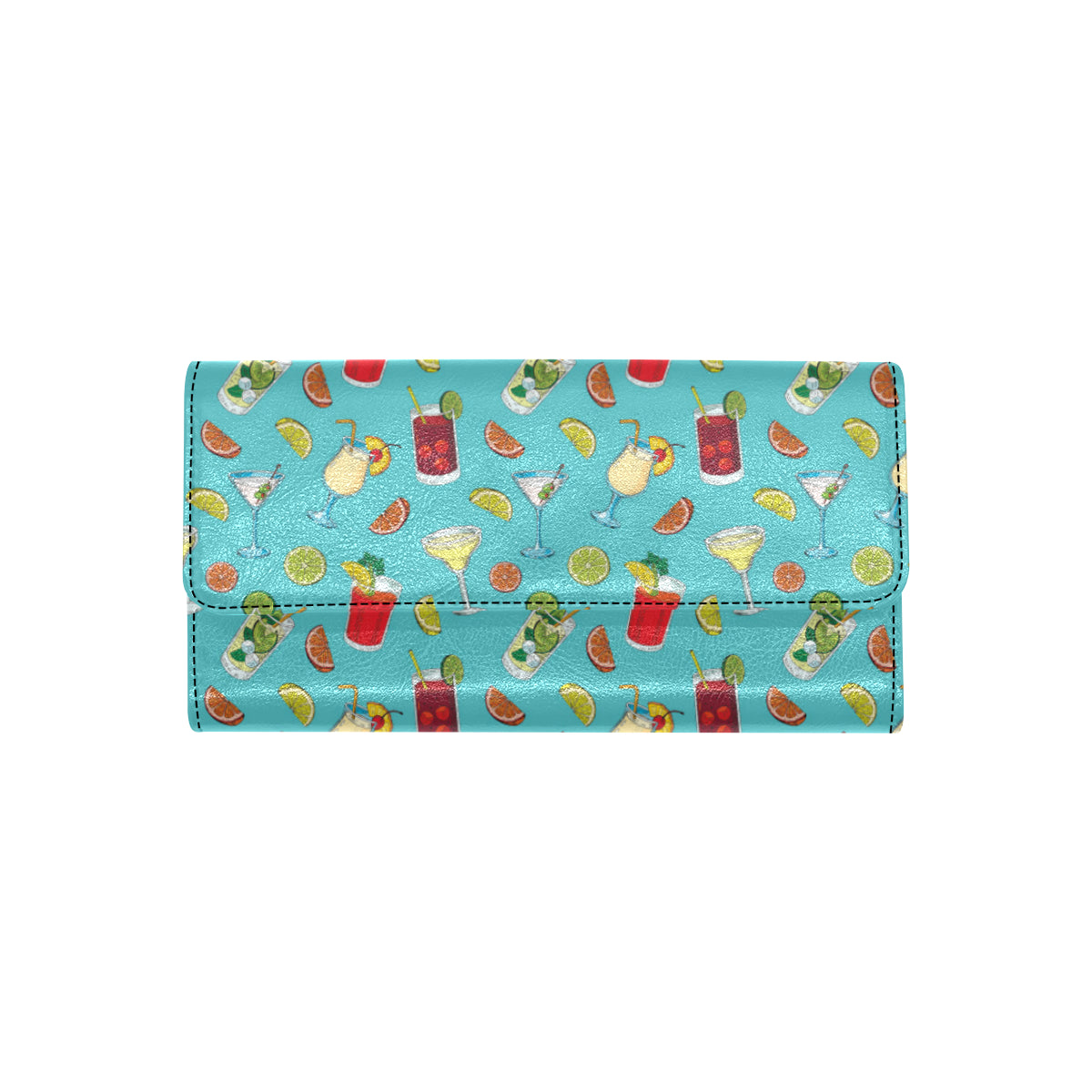 Cocktail Pattern Print Design 05 Women's Trifold Wallet