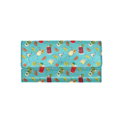 Cocktail Pattern Print Design 05 Women's Trifold Wallet