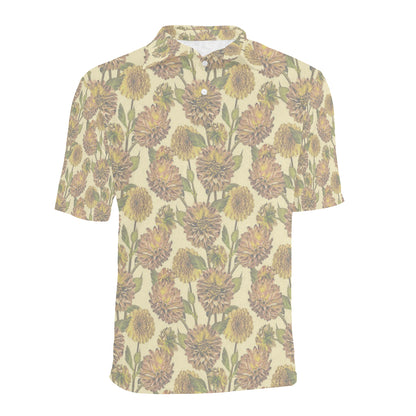 Dahlia Pattern Print Design DH09 Men Polo Shirt