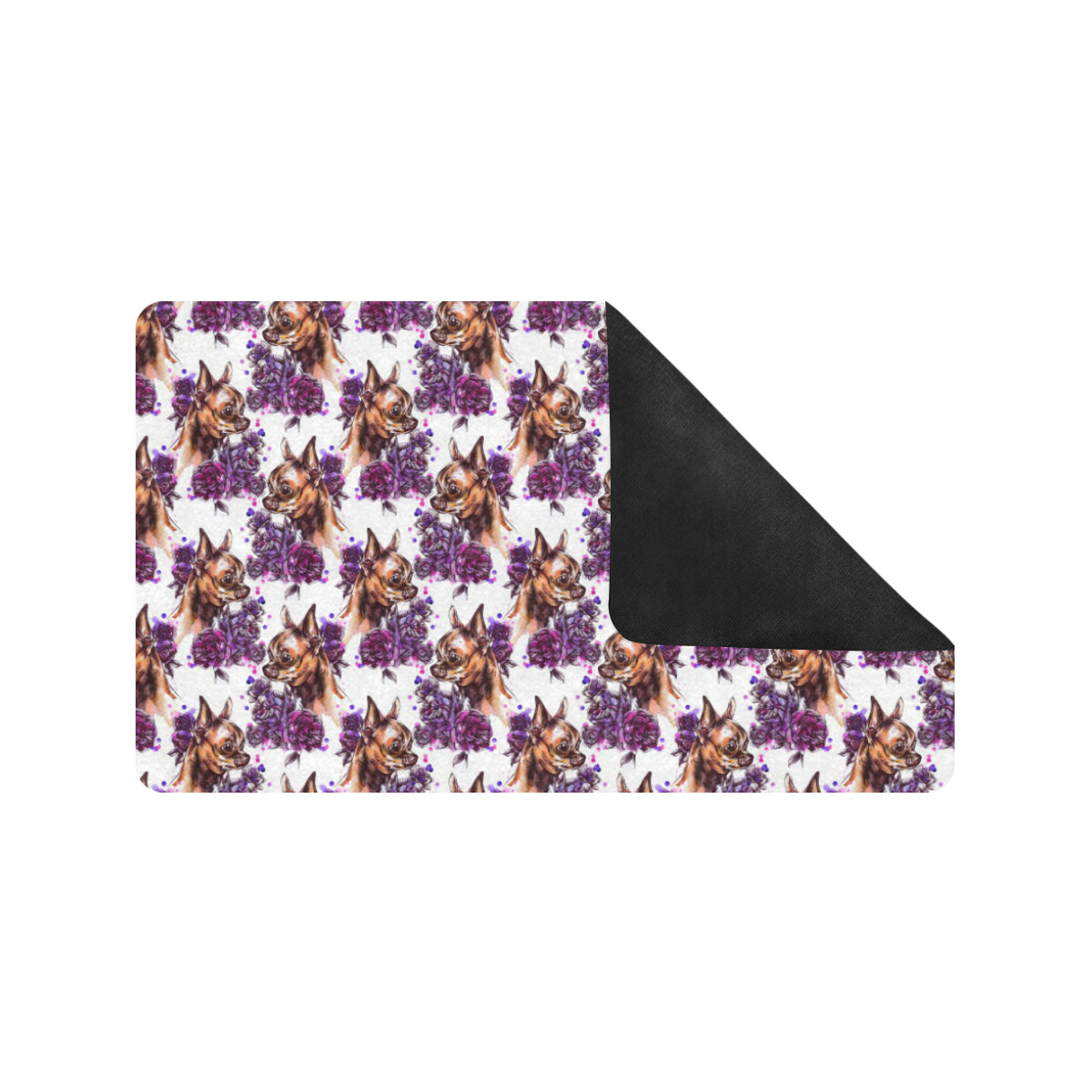 Chihuahua Purple Floral Rubber Doormat