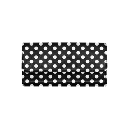 Polka Dot Black White Pattern Print Design 03 Women's Trifold Wallet