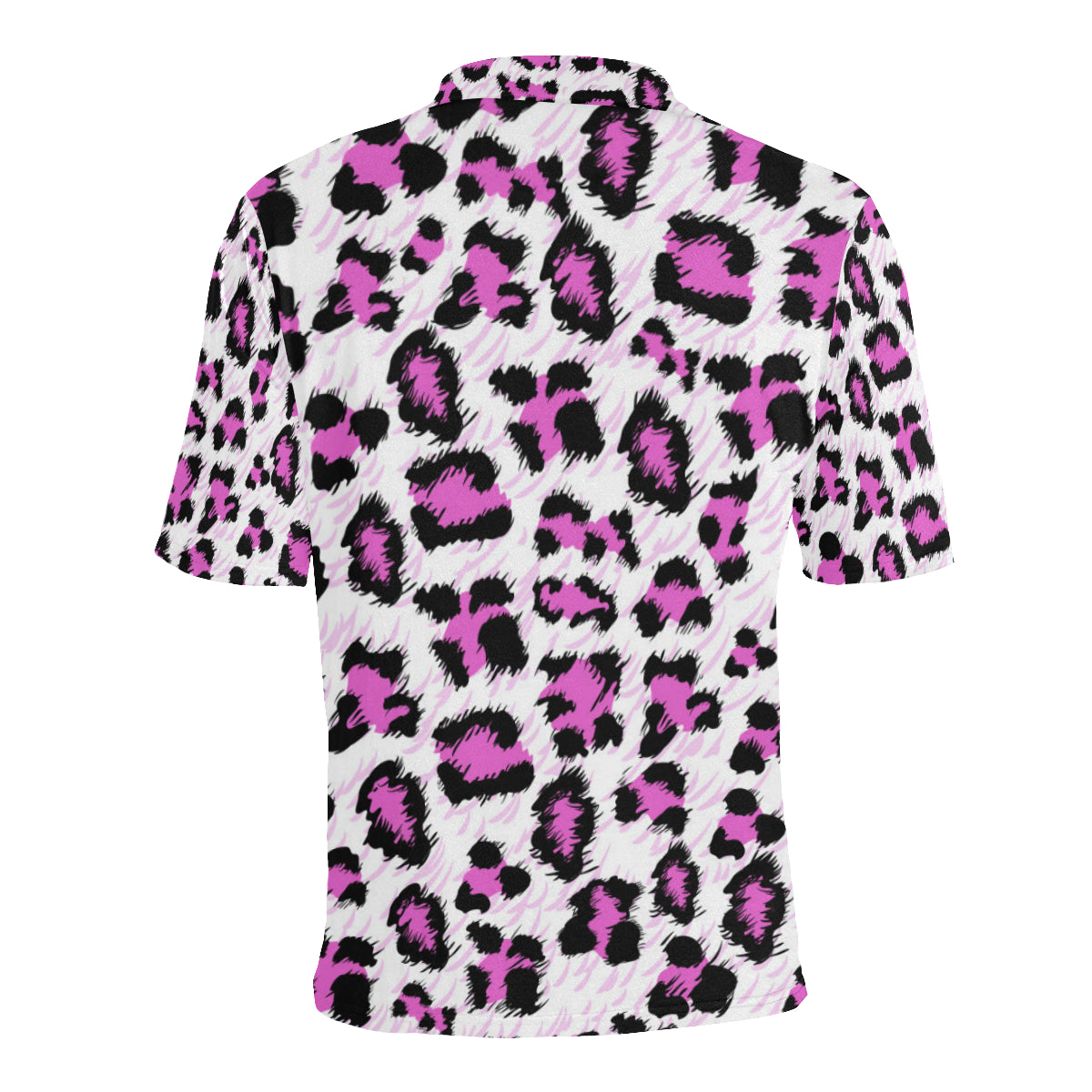 Leopard Pink Skin Print Men Polo Shirt