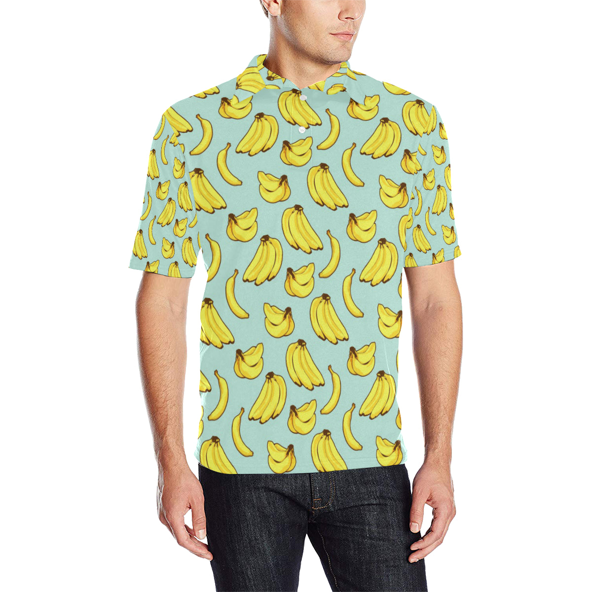 Banana Pattern Print Design BA04 Men Polo Shirt