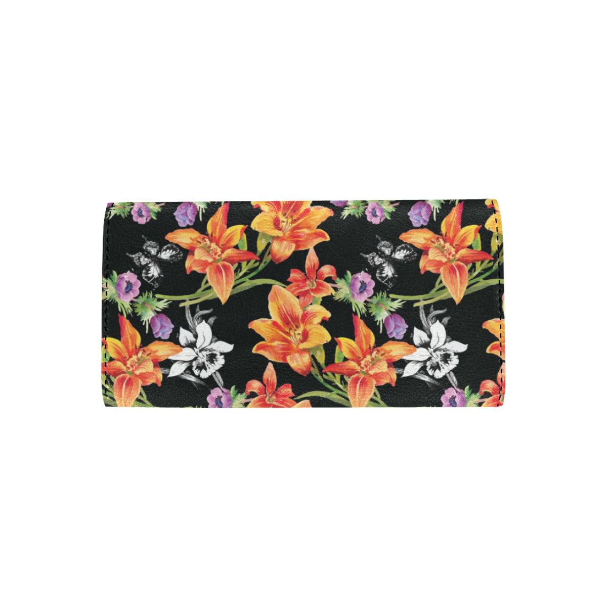 Tropical Flower Pattern Print Design TF02 Women's Trifold Wallet