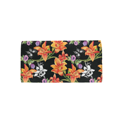 Tropical Flower Pattern Print Design TF02 Women's Trifold Wallet