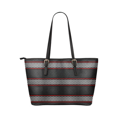 Checkered Flag Red Line Style Leather Tote Bag