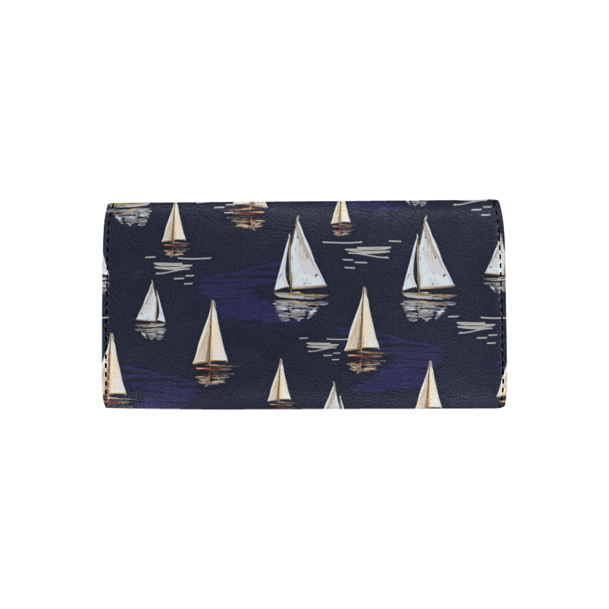 Sailing Ships Pattern Print Design A05 Women's Trifold Wallet