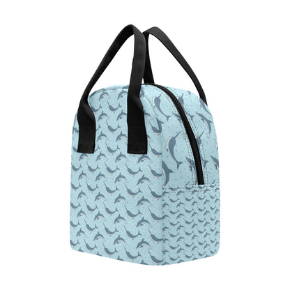 Narwhal Dolphin Print Insulated Lunch Bag