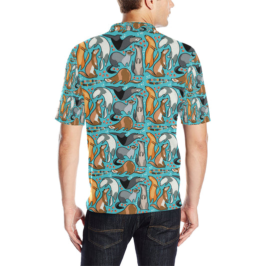Ferret Pattern Print Design 03 Men Polo Shirt