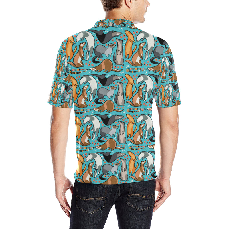 Ferret Pattern Print Design 03 Men Polo Shirt