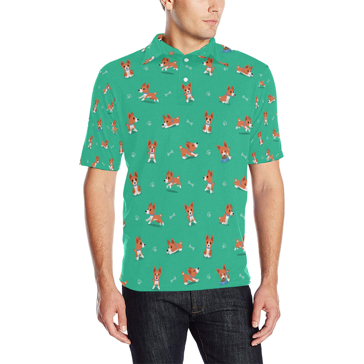 Basenji Pattern Print Design 02 Men Polo Shirt