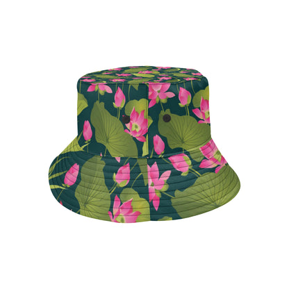 Water Lily Pattern Print Design WL09 Unisex Bucket Hat