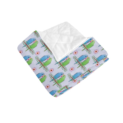 Budgerigar Pattern Print Design 05 Premium Quilt