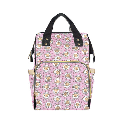 Sheep Cute Pattern Print Design 01 Diaper Bag Backpack
