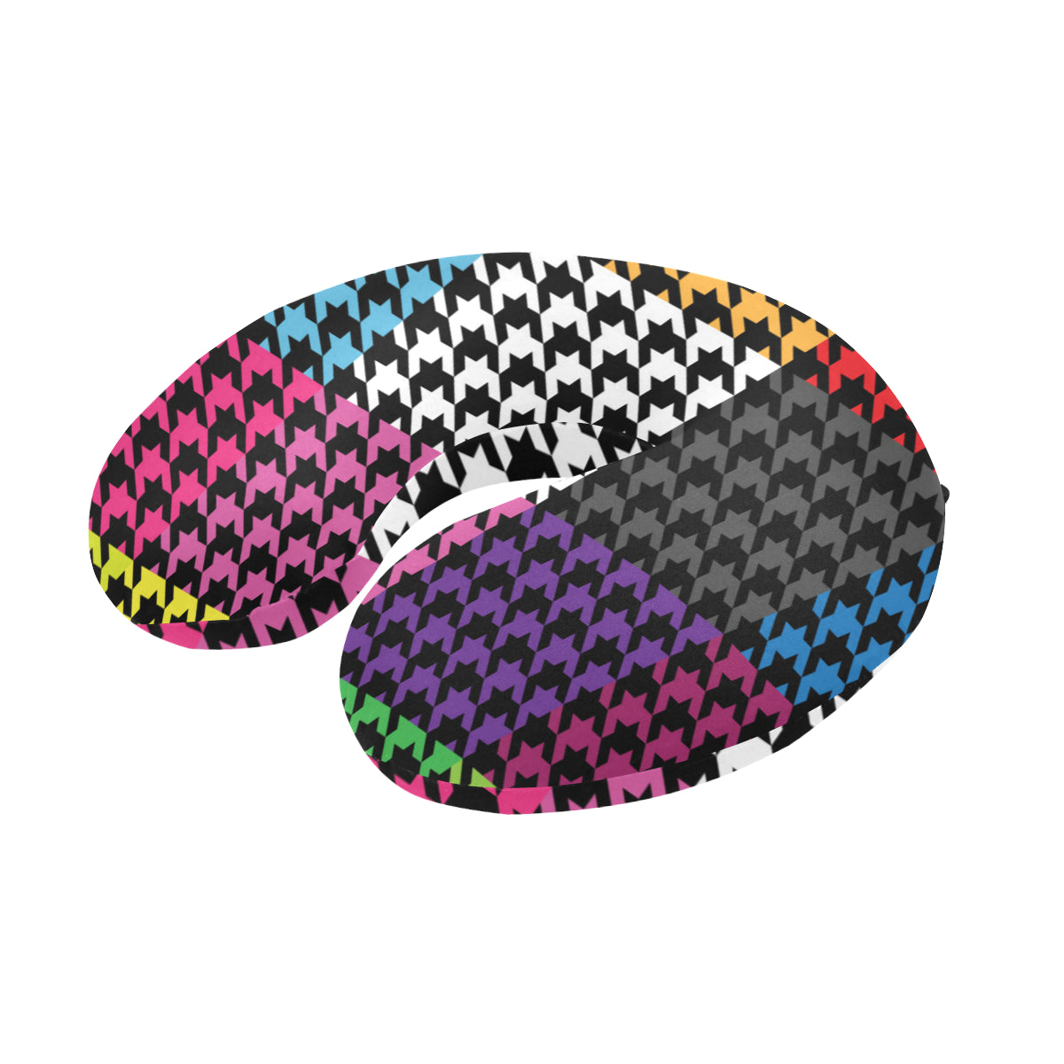 Houndstooth Colorful Pattern Print Design 01 U-Shaped Travel Neck Pillow
