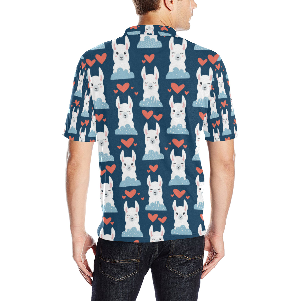 Alpaca Love Pattern Print Design 05 Men Polo Shirt