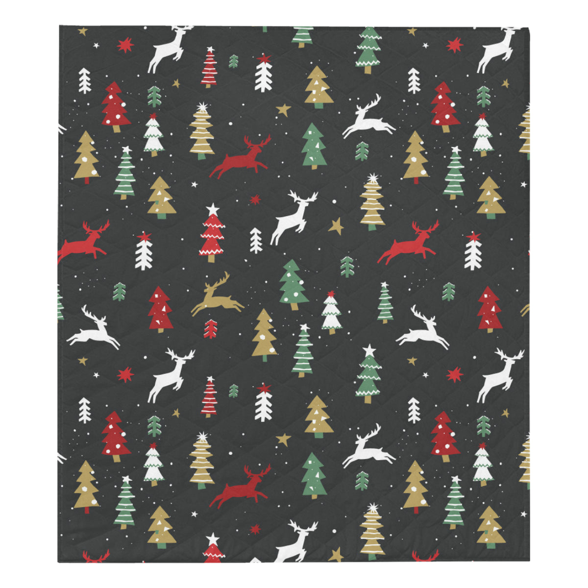 Christmas Tree Deer Style Pattern Print Design 03 Premium Quilt