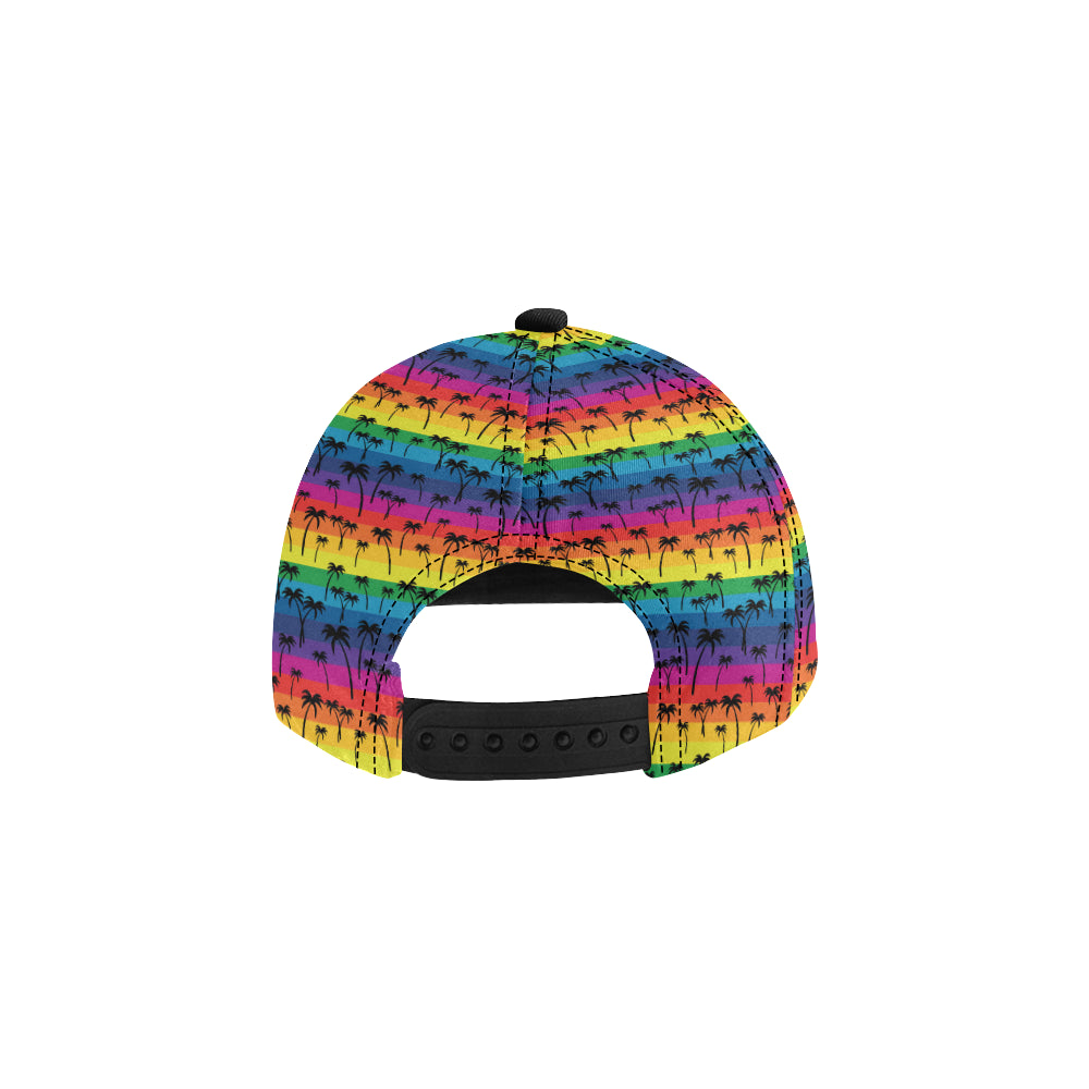 Palm Tree Rainbow Themed Print Snapback Cap