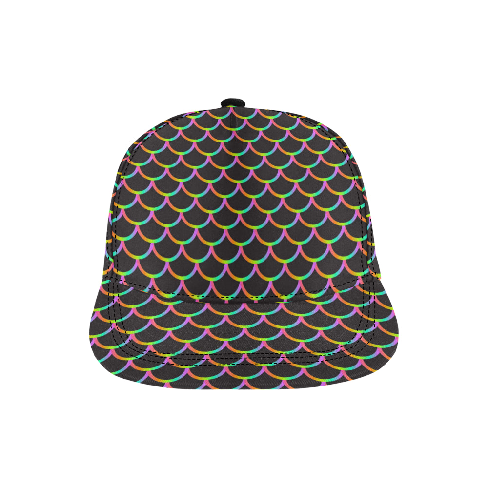 Mermaid Tail Rainbow Design Print Snapback Cap