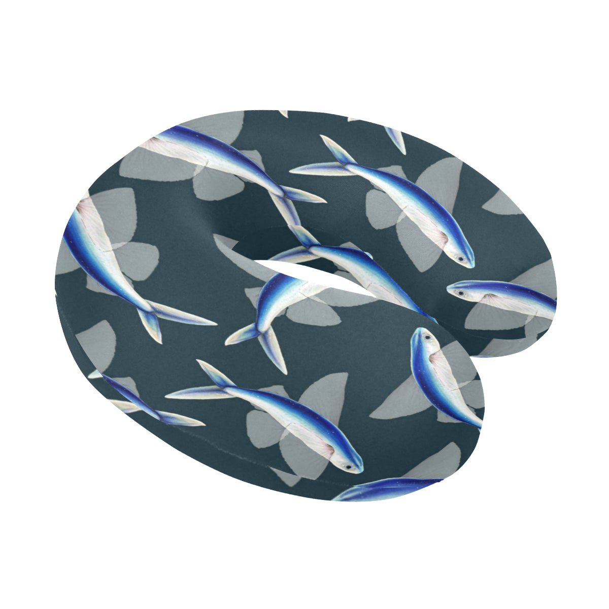 Flying Fish Pattern Print Design 04 U-Shaped Travel Neck Pillow