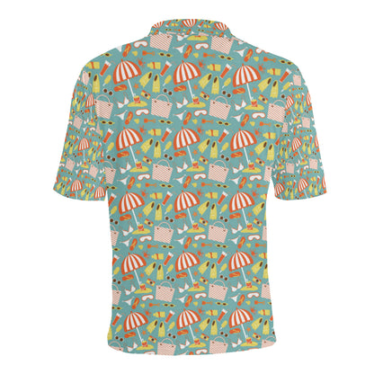 Beach Scene Pattern Print Design 02 Men Polo Shirt