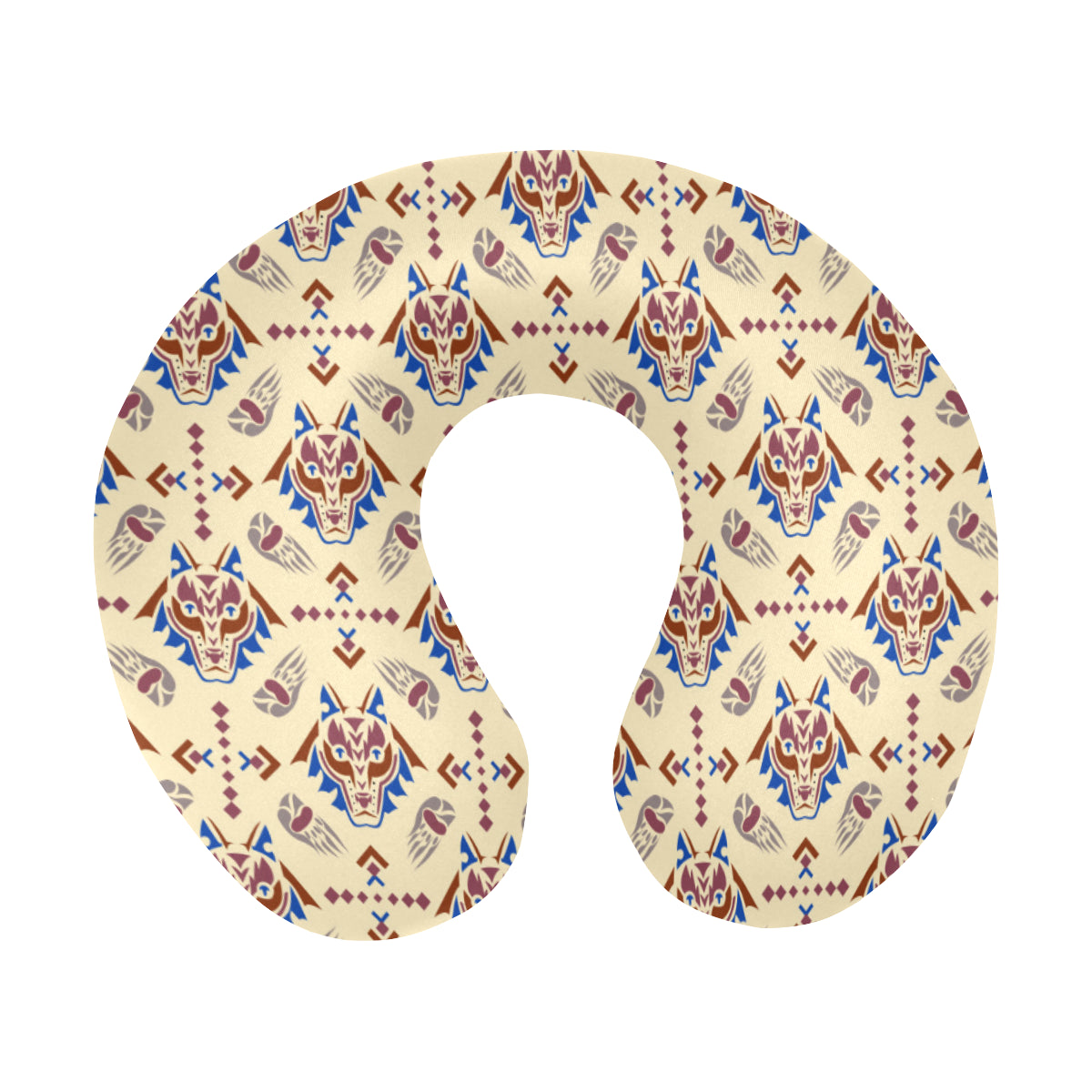 Aztec Wolf Pattern Print Design 03 U-Shaped Travel Neck Pillow