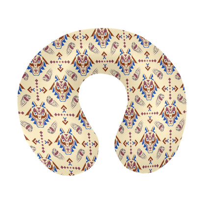 Aztec Wolf Pattern Print Design 03 U-Shaped Travel Neck Pillow
