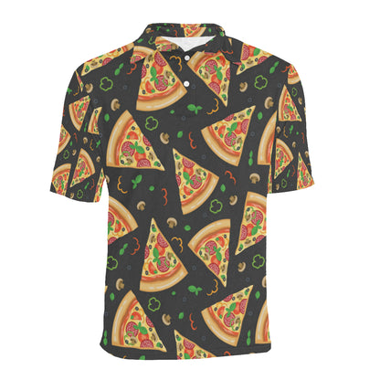Pizza Pattern Print Design A02 Men Polo Shirt