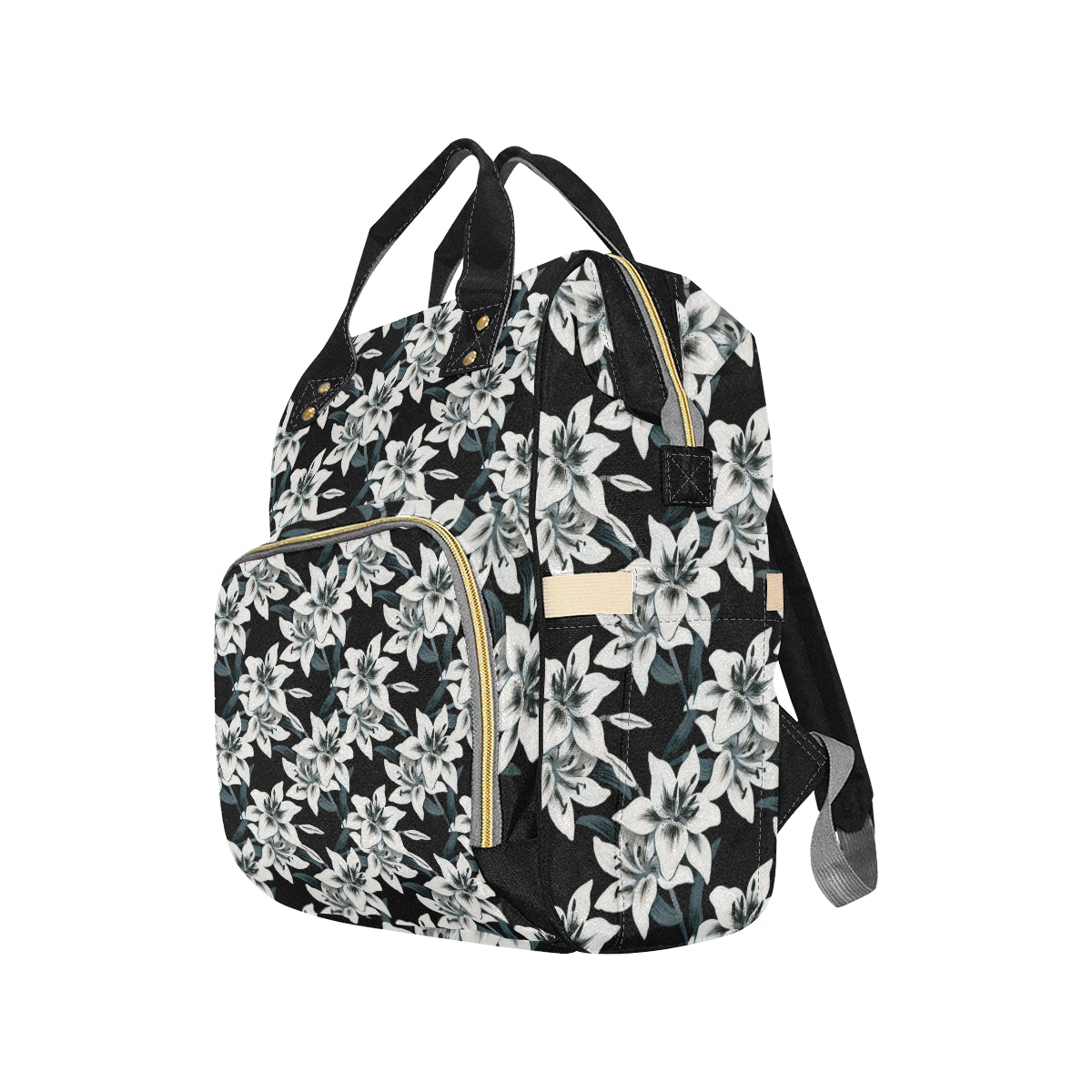 Lily Pattern Print Design 03 Diaper Bag Backpack