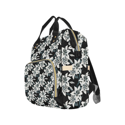 Lily Pattern Print Design 03 Diaper Bag Backpack