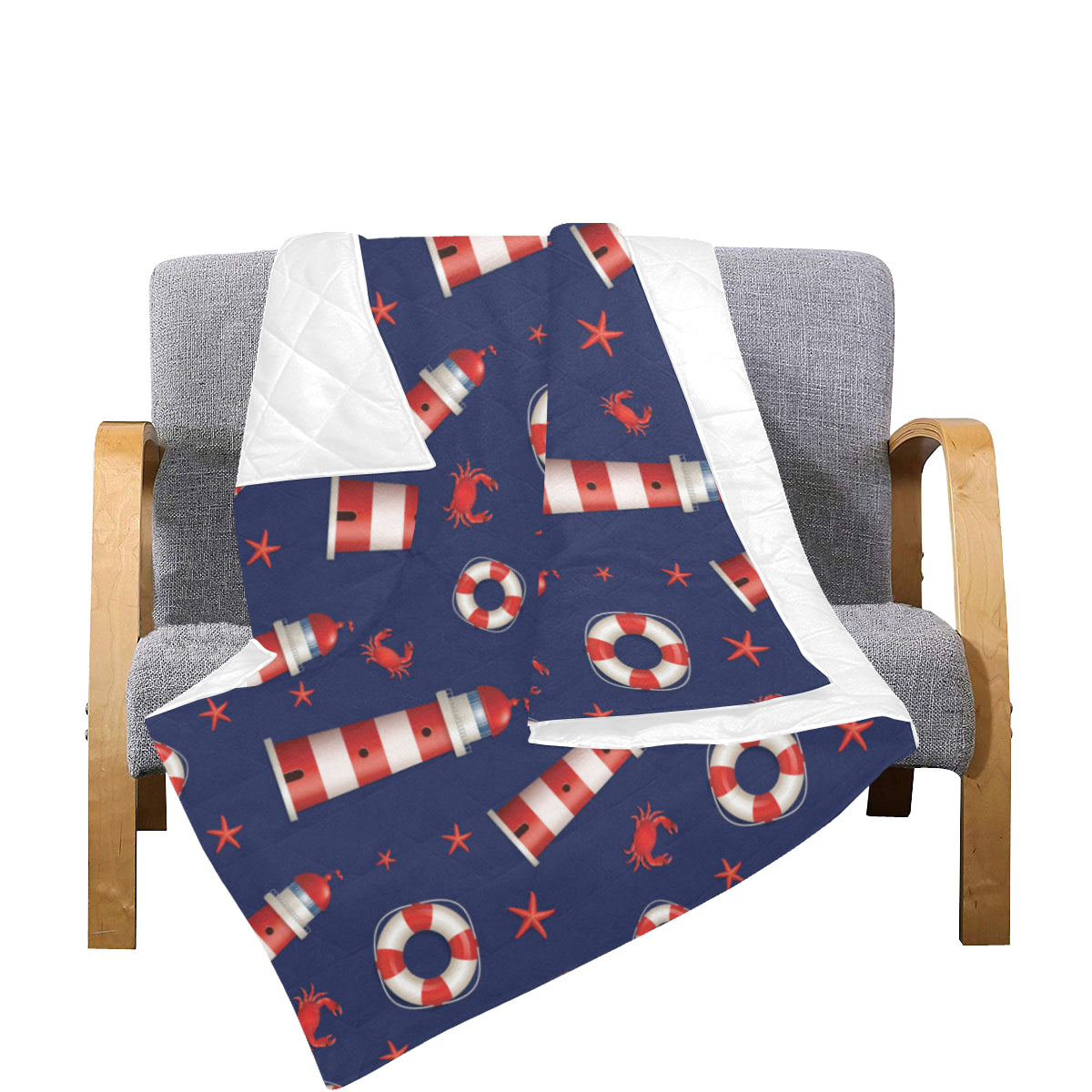 Nautical Pattern Print Design A03 Premium Quilt