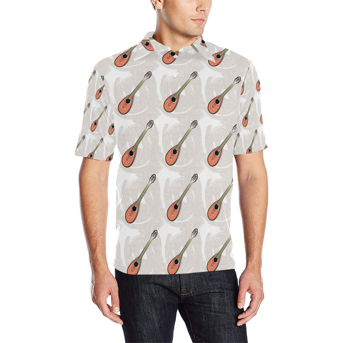 Mandolin Pattern Print Design 03 Men Polo Shirt