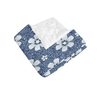 Jean Flower Pattern Print Design 03 Premium Quilt
