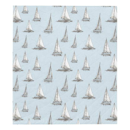 Sailing Ships Pattern Print Design A01 Premium Quilt