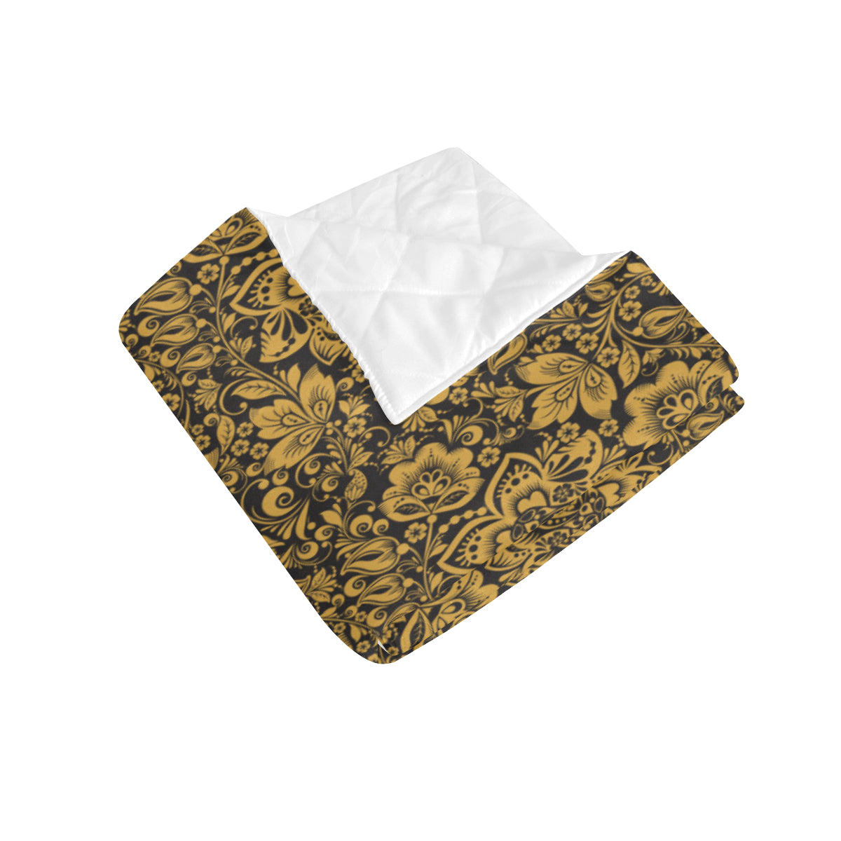 Brocade Gold Pattern Print Design 01 Premium Quilt