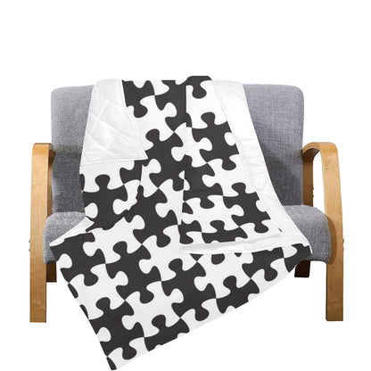Puzzle Black White Pattern Print Design A02 Premium Quilt