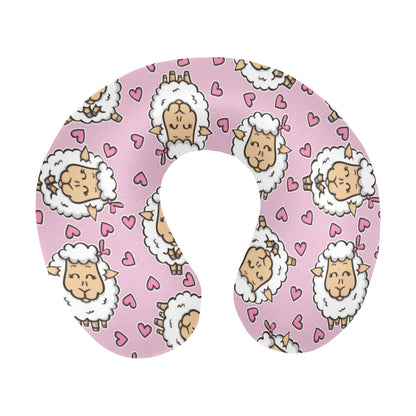 Sheep Cute Pattern Print Design 01 U-Shaped Travel Neck Pillow