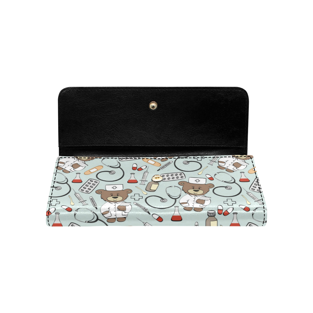 Nurse Bear Pattern Print Design A01 Women's Trifold Wallet