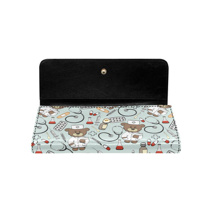 Nurse Bear Pattern Print Design A01 Women's Trifold Wallet